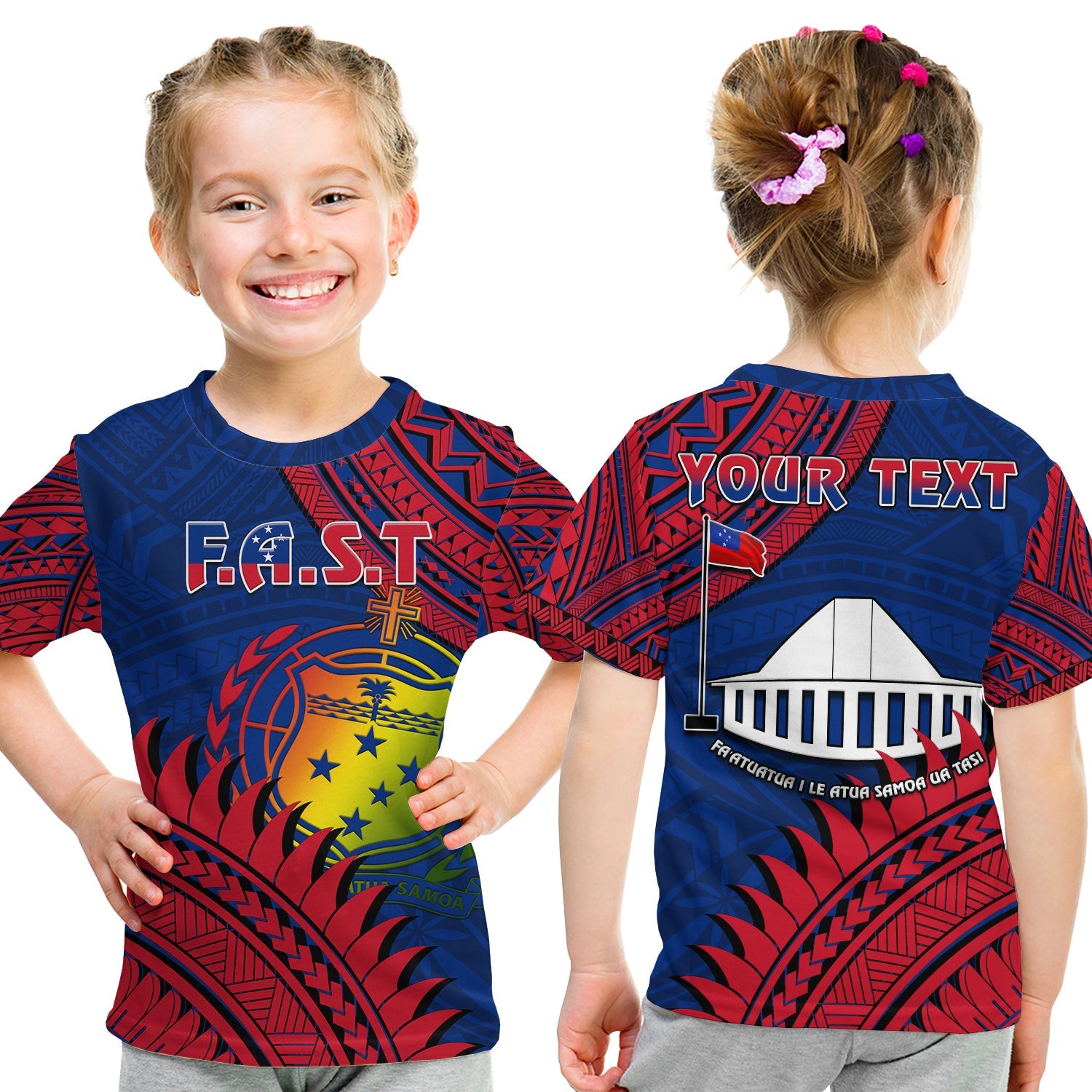 (Custom Personalised) F.A.S.T Samoa T Shirt KID Samoan Coat Of Arms Polynesian Pattern LT14 - Polynesian Pride