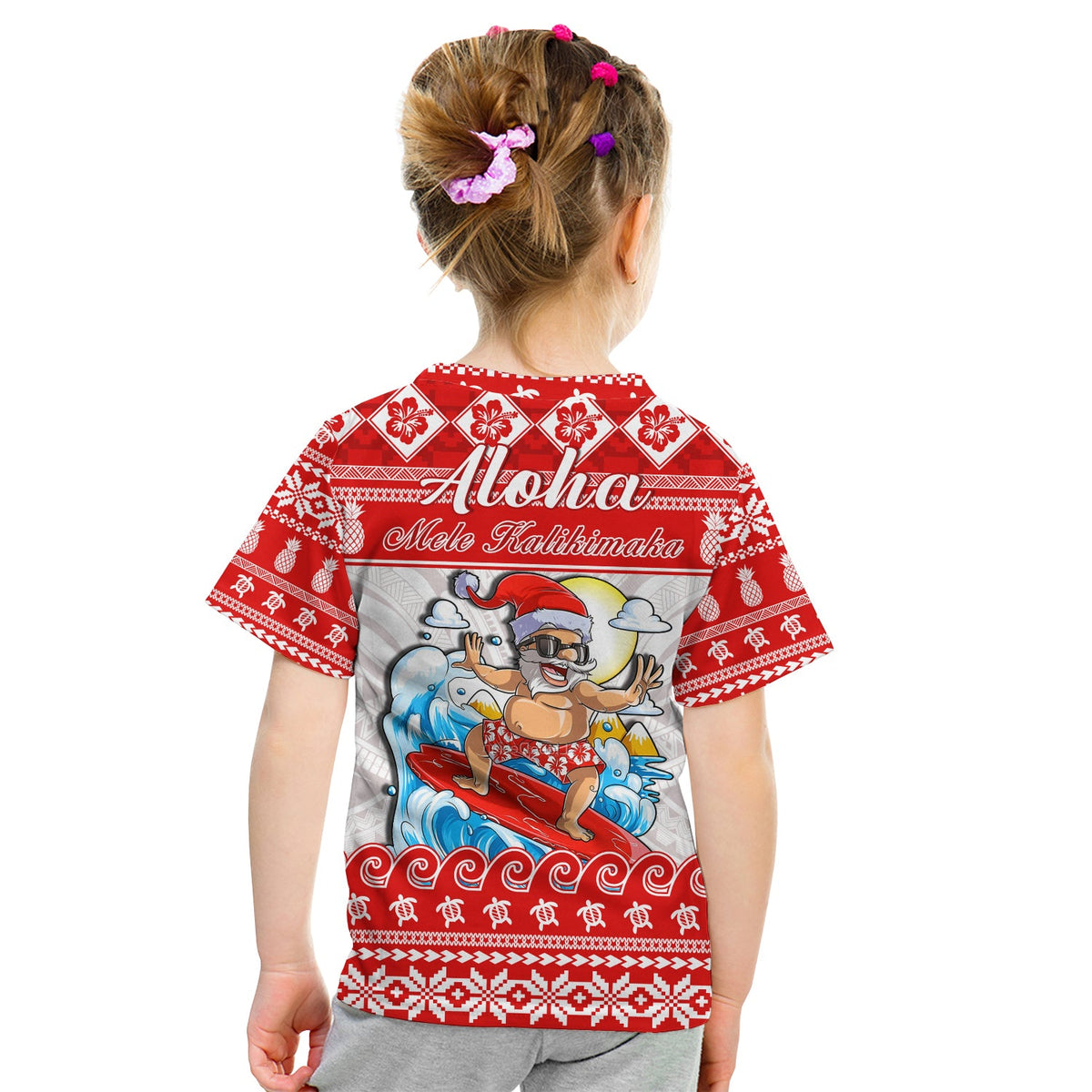Custom Hawaii Christmas T Shirt Surfing Santa Mele Kalikimaka Polynesian LT14 - Polynesian Pride