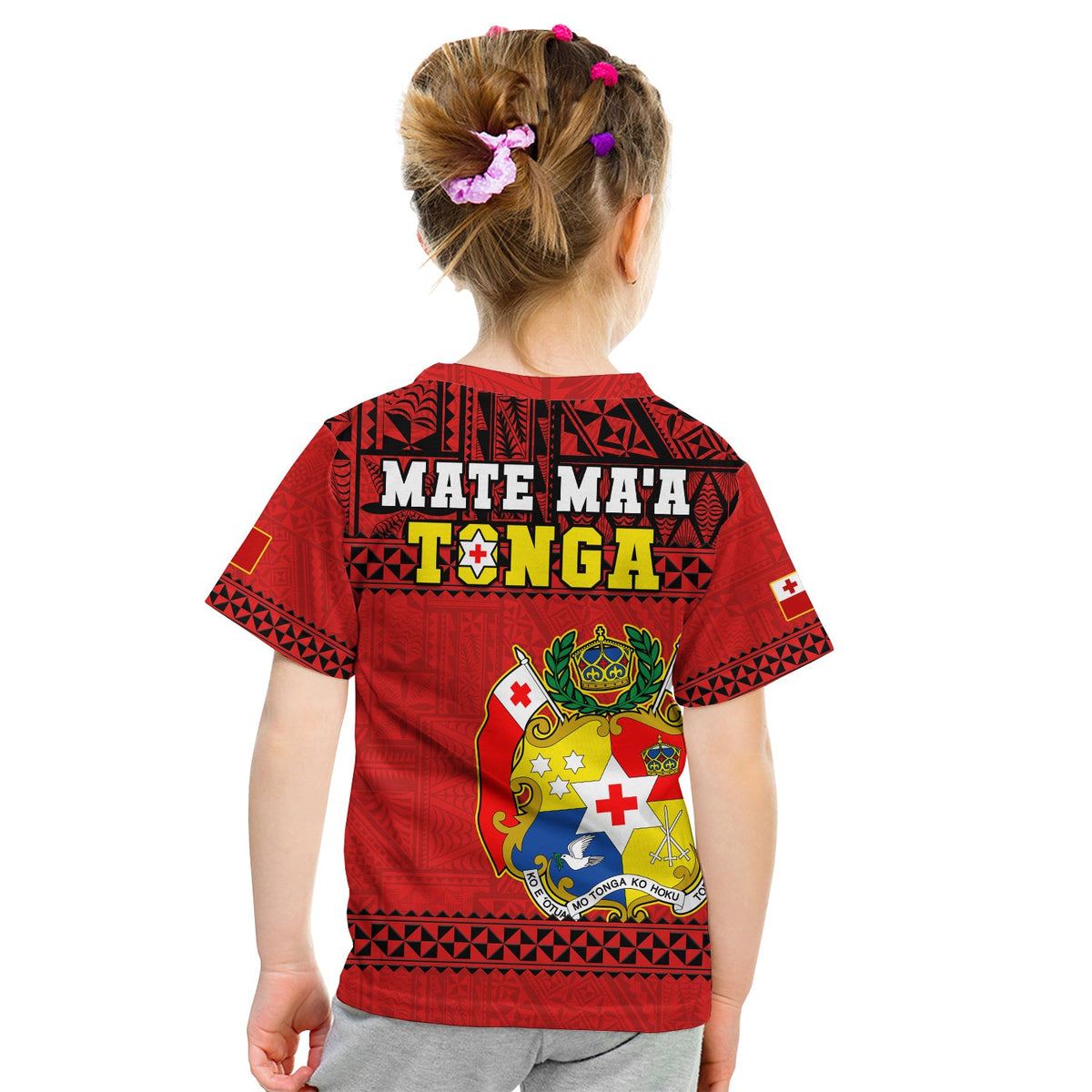 (Custom Text And Number) Tonga Rugby T Shirt KID Mate Maa Tonga Pacific Ngatu Black LT14 - Polynesian Pride