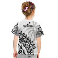 Fiji Rugby T Shirt KID Fijian Cibi Dance Tapa Pattern White LT14 - Polynesian Pride