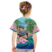 (Custom Personalised) Polynesian Turtle Coconut Tree And Orchids T Shirt KID LT14 - Polynesian Pride