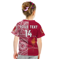 (Custom Text And Number) Beulah Tonga College T Shirt KID Class Of Year Tongan Ngatu Pattern LT14 - Polynesian Pride