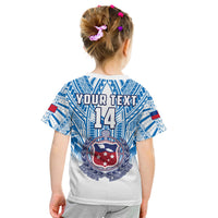 (Custom Text And Number) Samoa Rugby T Shirt KID Personalise Toa Samoa Polynesian Pacific White Version LT14 - Polynesian Pride