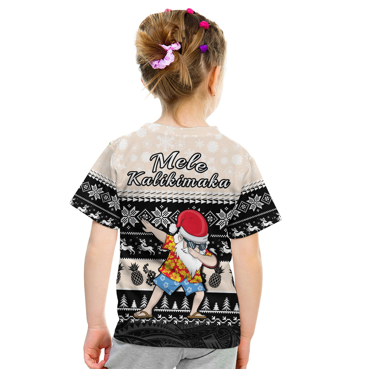 Hawaii Mele Kalikimaka T Shirt KID Dabbing Santa Black Merry Christmas LT14 - Polynesian Pride