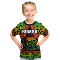 (Custom Text And Number) Samoa Rugby Polo Shirt KID Teuila Torch Ginger Gradient Style LT14 - Polynesian Pride