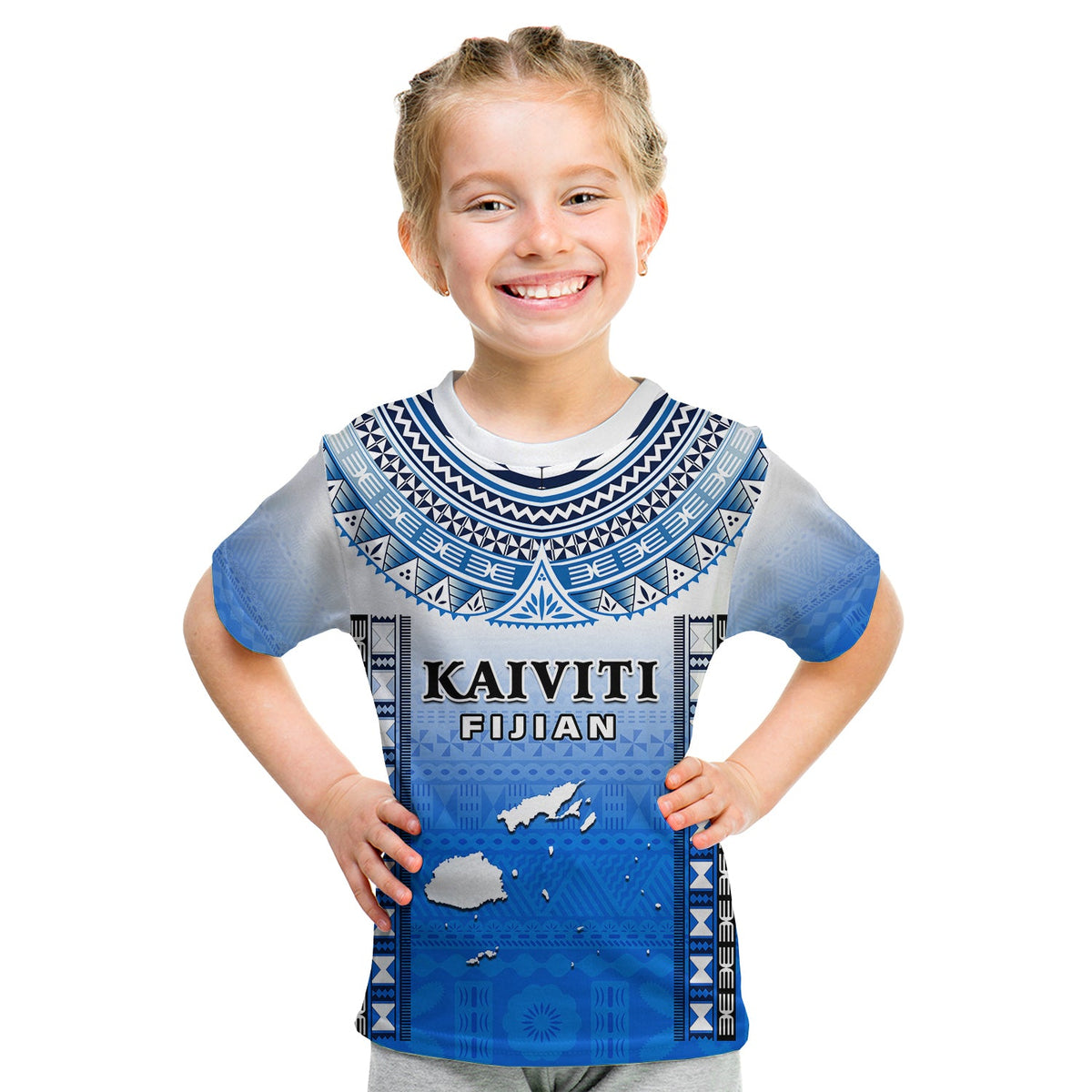 Fiji T Shirt KID Kaiviti Fijian Special Tapa Pattern LT14 Youth XL Size14 - Polynesian Pride