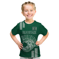 Hawaii Football T Shirt KID Kakau Rainbow Warriors Helmet LT14 - Polynesian Pride