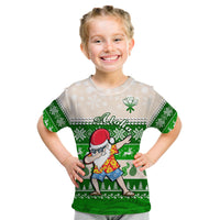 Hawaii Mele Kalikimaka T Shirt KID Dabbing Santa Green Merry Christmas LT14 - Polynesian Pride