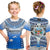 Custom Text and Number Fiji T Shirt Kaiviti Fijian Special Tapa Pattern LT14 Kid Blue - Polynesian Pride