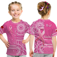 (Custom Personalised) Tonga Breast Cancer T Shirt KID Tongan Ngatu Pattern No One Fights Alone LT14 Youth XL Size14 - Polynesian Pride