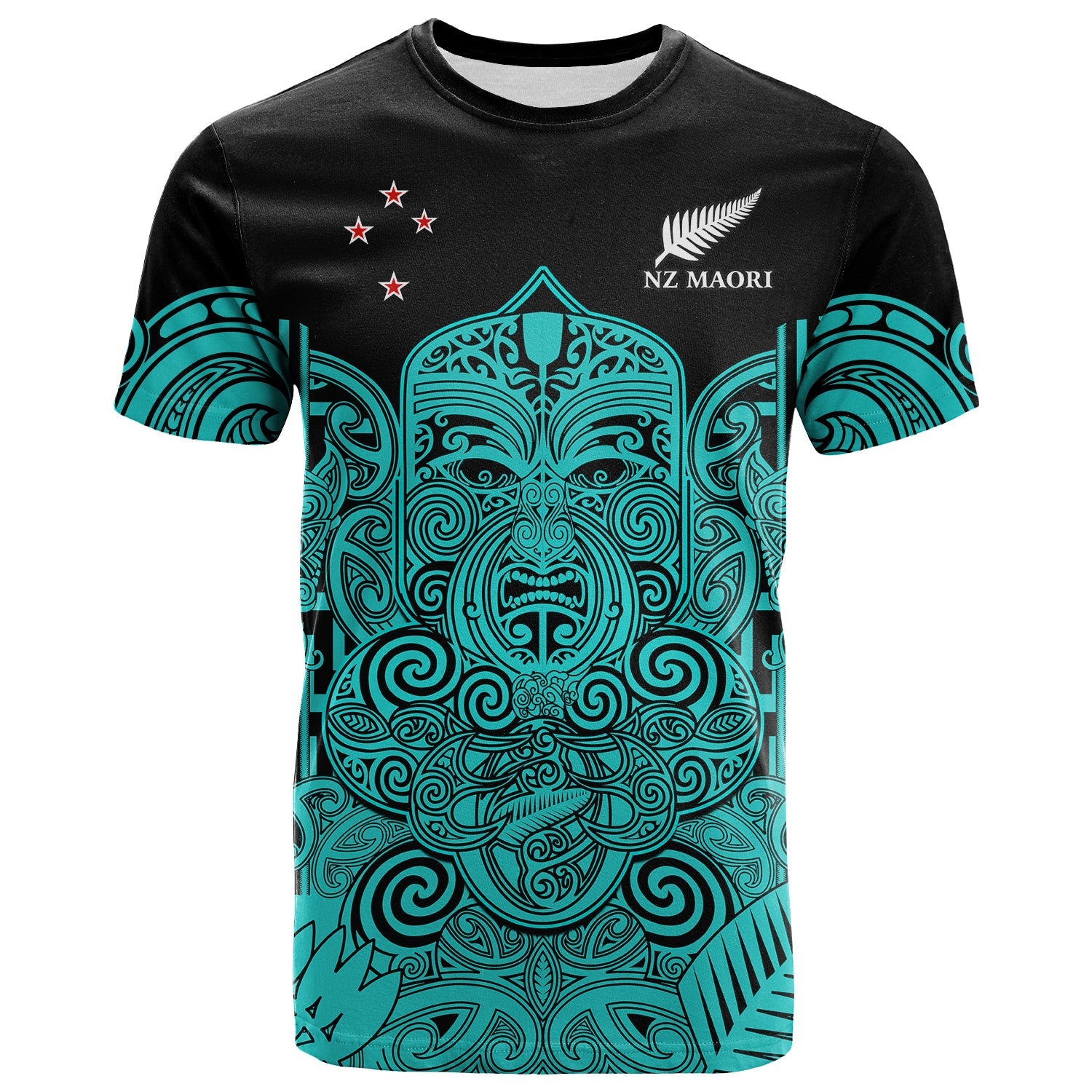 (Custom Text and Number) New Zealand Tiki Rugby T Shirt NZ Maori Koru Pattern Ver.02 LT14 Turquoise - Polynesian Pride