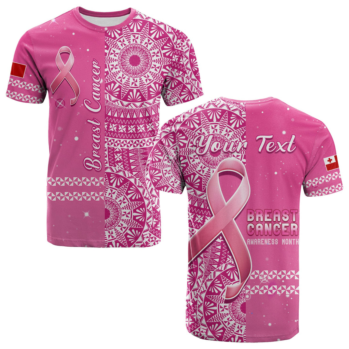 Custom Tonga Breast Cancer T Shirt Tongan Ngatu Pattern No One Fights Alone LT14 Adult Pink - Polynesian Pride