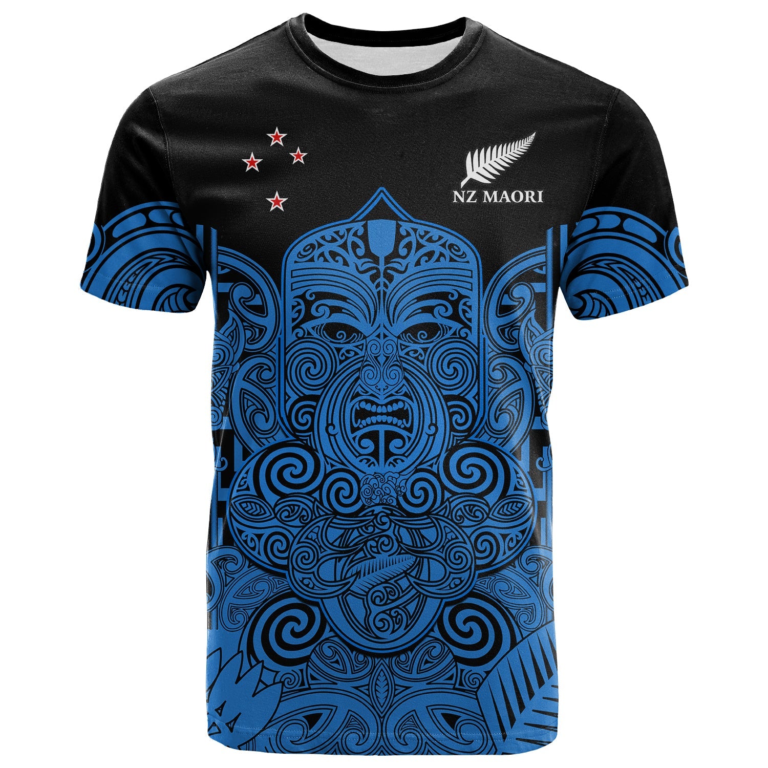 (Custom Text and Number) New Zealand Tiki Rugby T Shirt NZ Maori Koru Pattern Ver.05 LT14 Blue - Polynesian Pride