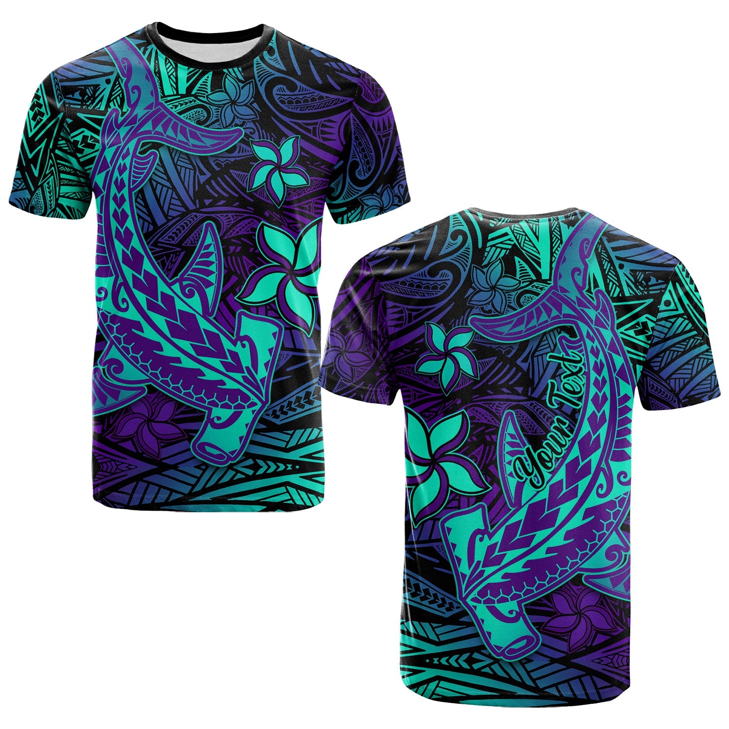 Custom Polynesian T Shirt Purple Paradise Hawaiian Tribal Hammerhead Shark LT14 Adult Purple - Polynesian Pride