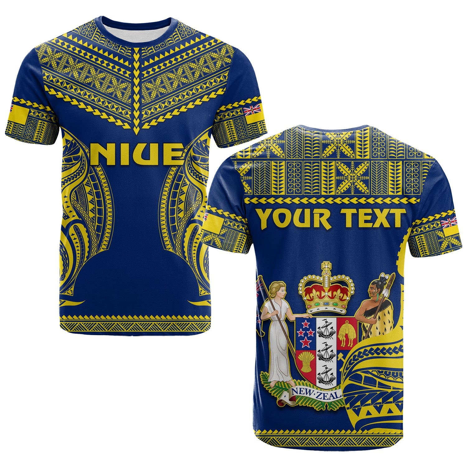 Custom Niue T Shirt Hiapo Mix Polynesian Happy Constitution Day LT14 Blue - Polynesian Pride