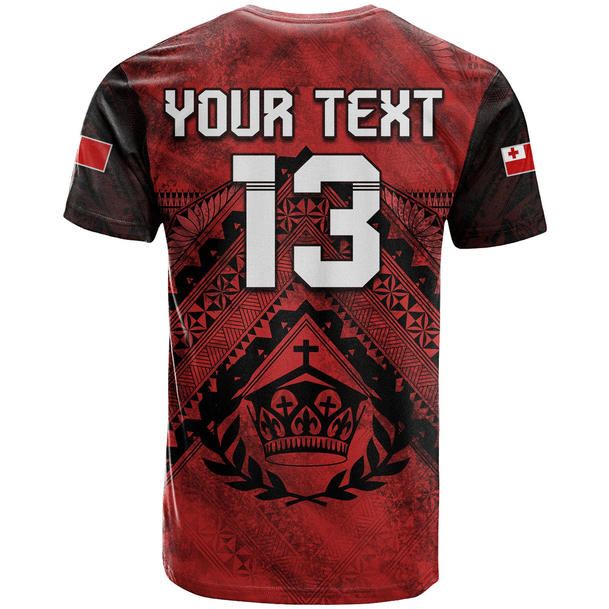 (Custom Text and Number) Tonga Rugby MMT T Shirt Ngatu Mate Maa Tonga Grunge LT13 - Polynesian Pride