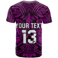 (Custom Text and Number) New Zealand Silver Fern Rugby T Shirt All Black Purple NZ Maori Pattern LT13 - Polynesian Pride