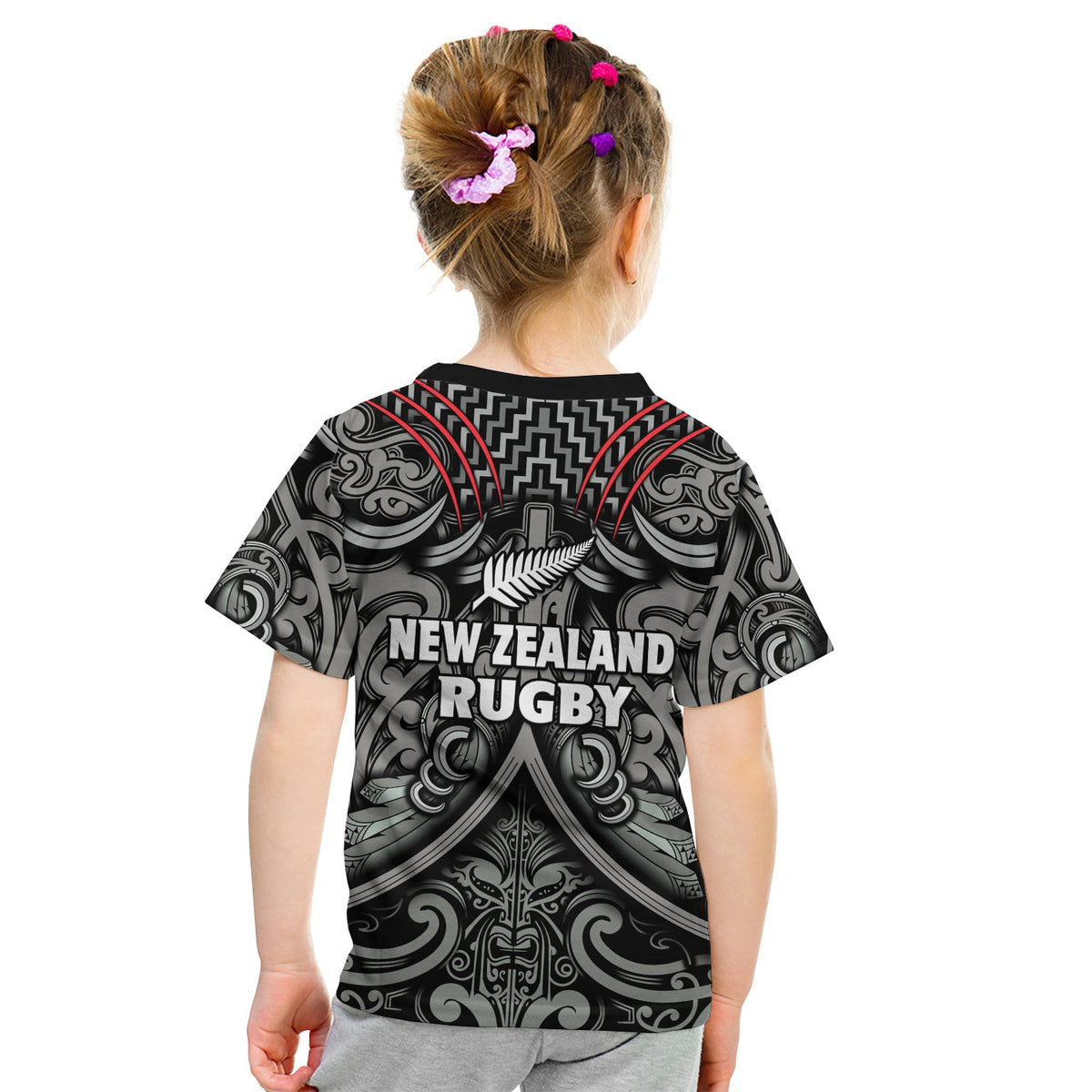 New Zealand Silver Fern Rugby T Shirt All Black NZ Maori Pattern LT13 - Polynesian Pride