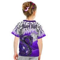 (Custom Personalised) Manaia Maori T Shirt KID Fern Aotearoa Purple Waves LT13 - Polynesian Pride