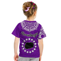 Rarotonga Cook Islands T Shirt KID Turtle and Map Style Purple LT13 - Polynesian Pride