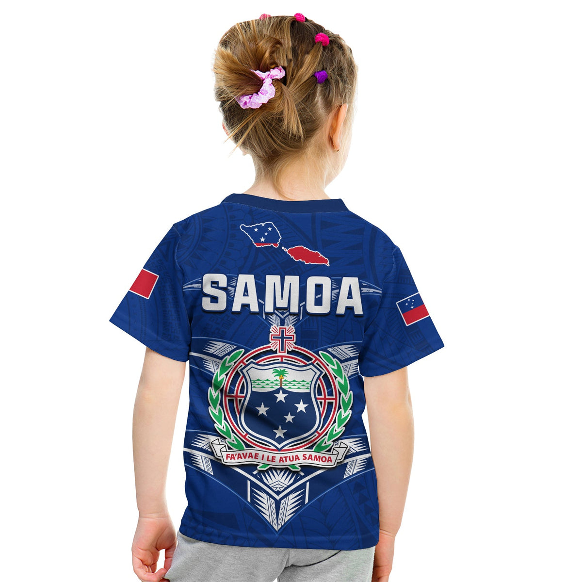Toa Samoa Rugby T Shirt KID Siamupini Proud Blue LT13 - Polynesian Pride