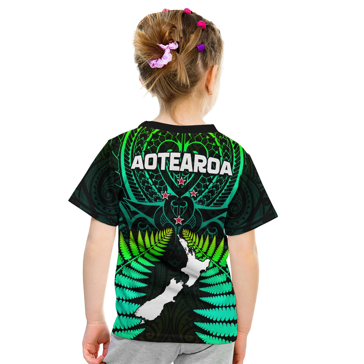 Aotearoa Fern T Shirt New Zealand Hei Tiki Green Style LT13 - Polynesian Pride