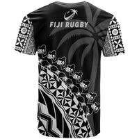Fiji Rugby T Shirt Fijian Cibi Dance Tapa Pattern Black LT14 - Polynesian Pride