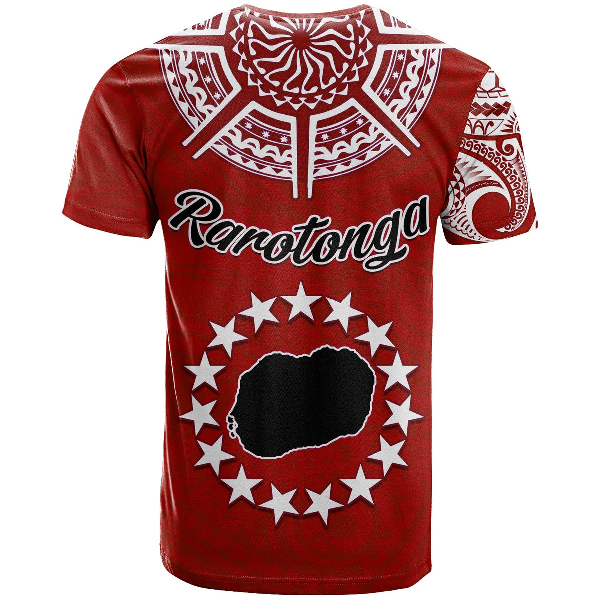 Rarotonga Cook Islands T Shirt Turtle and Map Style Red LT13 - Polynesian Pride