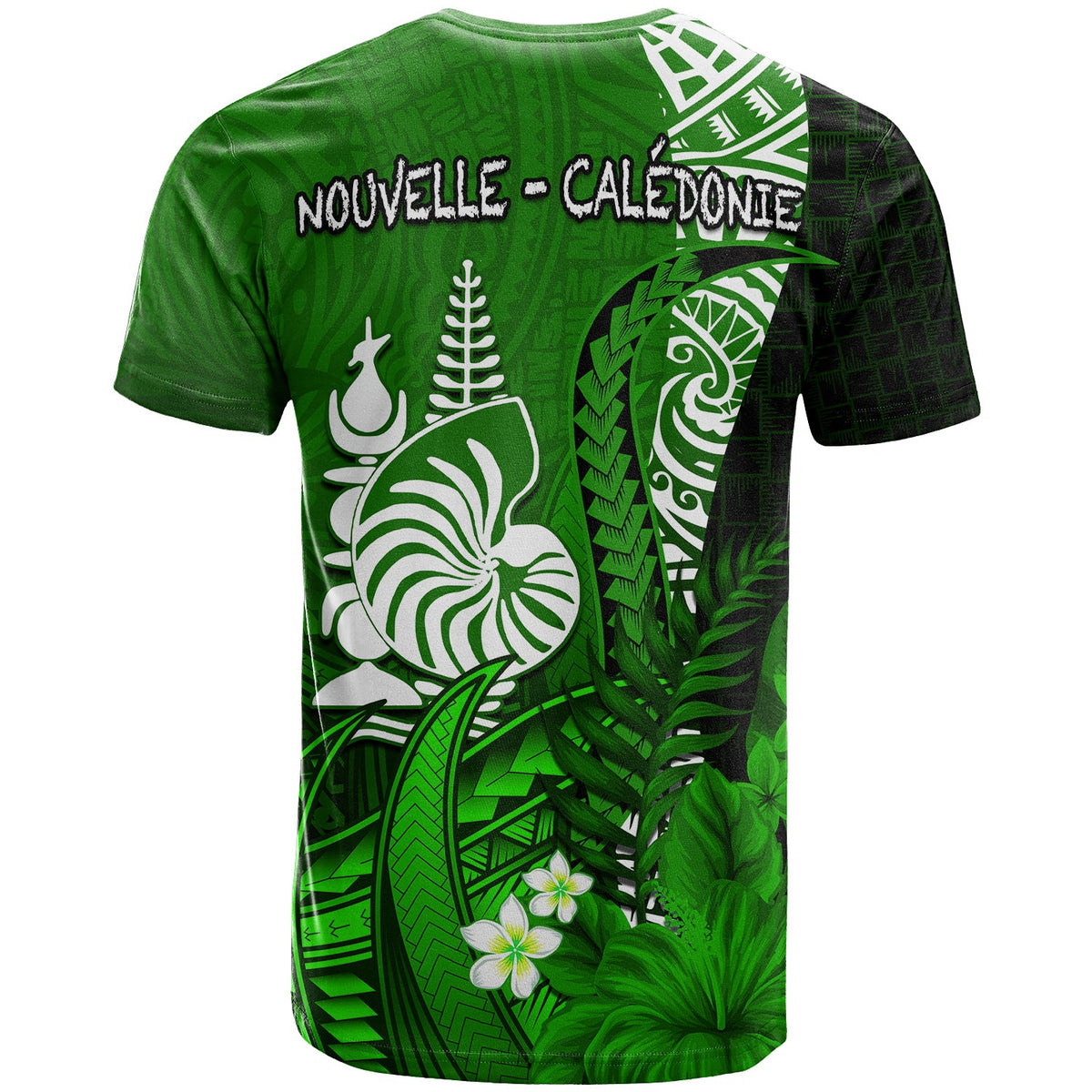 Custom New Caledonia T Shirt Nautilus Green Polynesian Hibiscus LT13 - Polynesian Pride