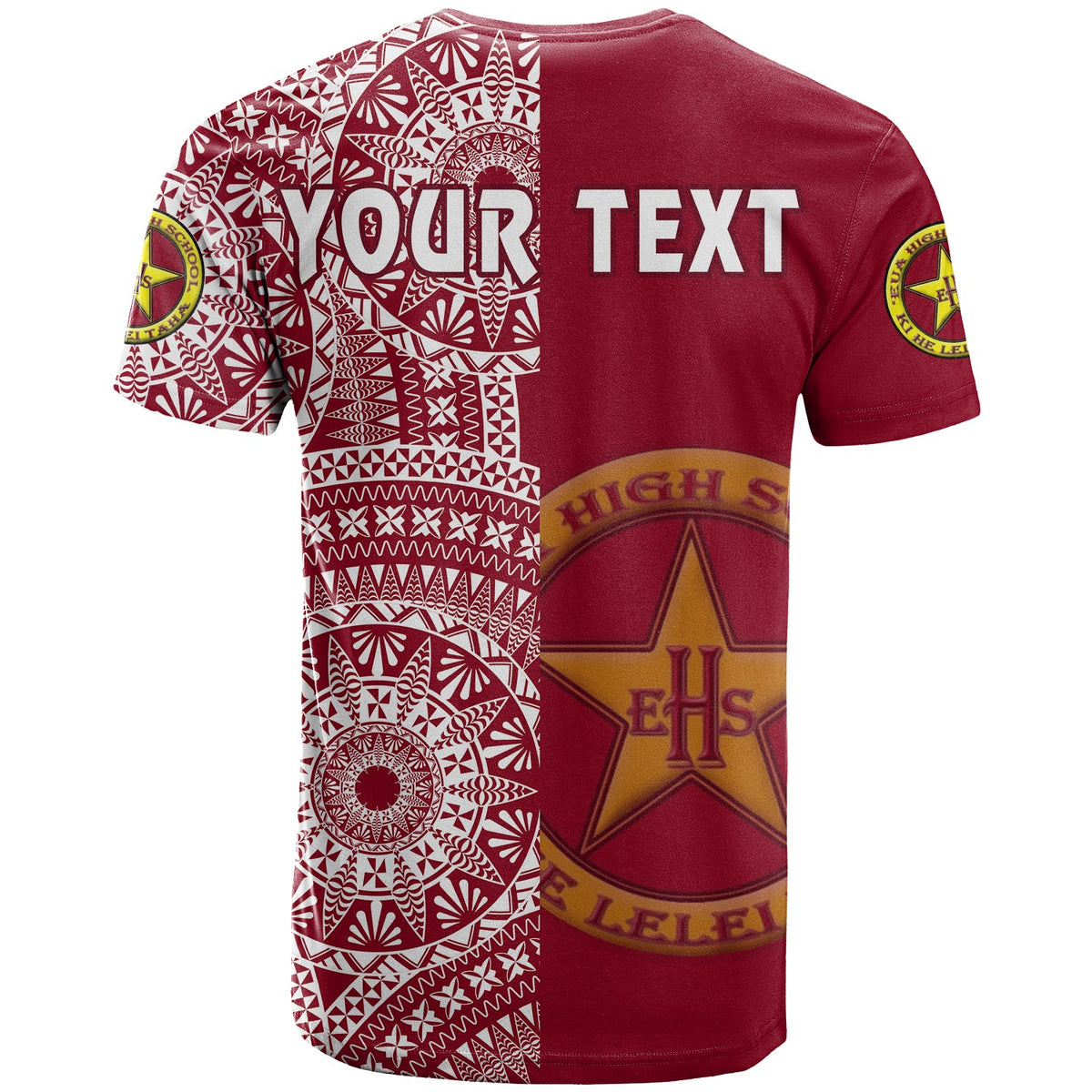 Custom Tonga Eua High School T Shirt Tongan Ngatu Pattern LT14 - Polynesian Pride