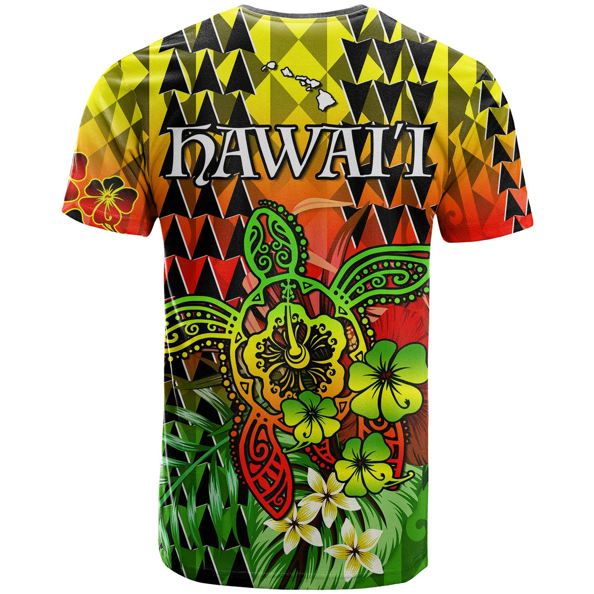 Hawaii Flowers T Shirt Color Tribal Pattern Hawaiian LT13 - Polynesian Pride