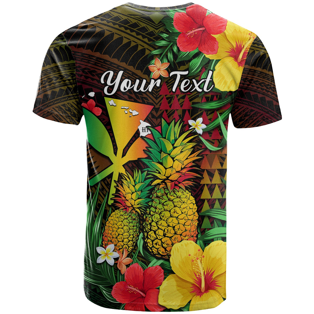 Custom Hawaii T Shirt Pineapple Mix Kakau Reggae Kanaka LT14 - Polynesian Pride