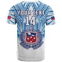 (Custom Text and Number) Samoa Rugby T Shirt Personalise Toa Samoa Polynesian Pacific White Version LT14 - Polynesian Pride