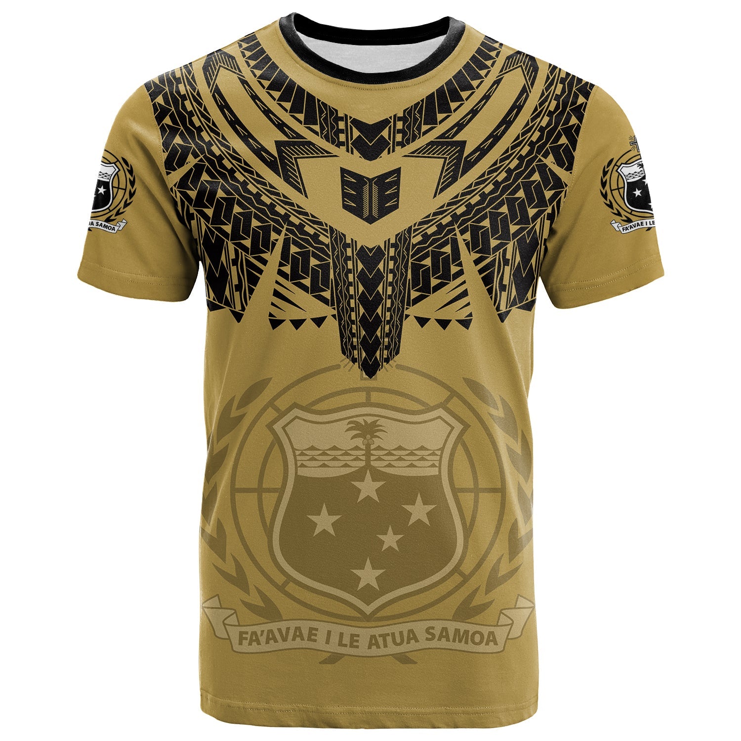 Custom Samoa Tribal Tattoo Coat of Arms T Shirt No.2 LT6 Gold - Polynesian Pride