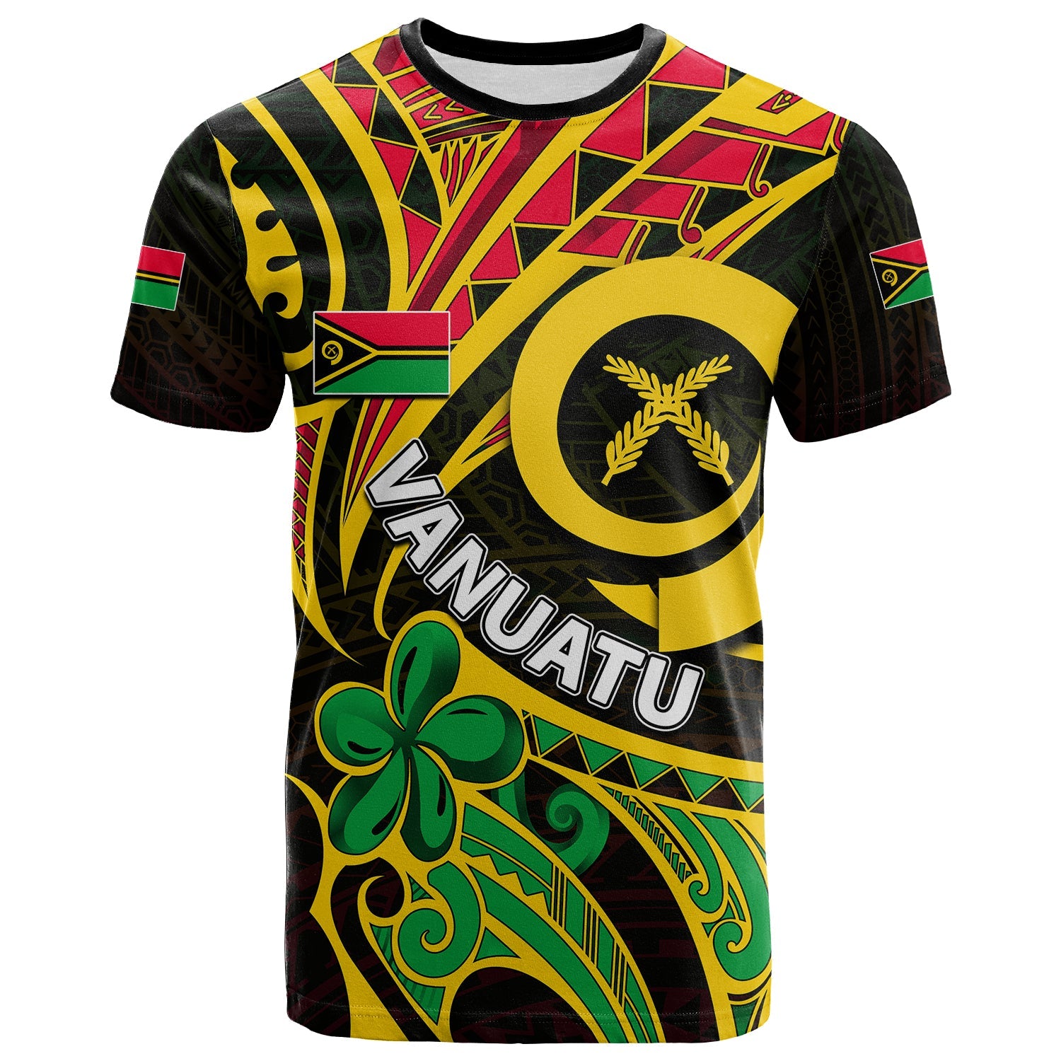 Custom Vanuatu T Shirt Tribal Tattoo No.2 LT6 Black - Polynesian Pride