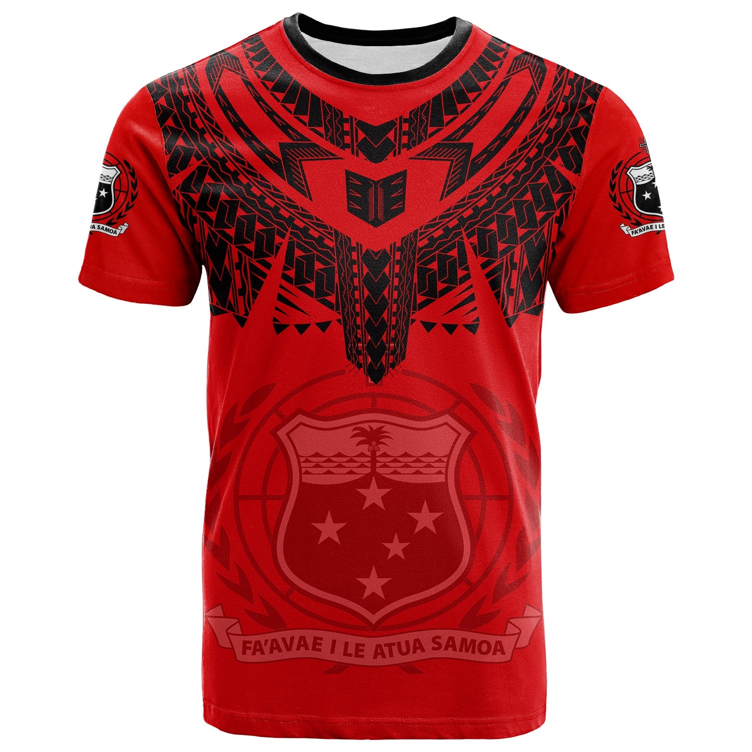 Custom Samoa Tribal Tattoo Coat of Arms T Shirt No.1 LT6 Red - Polynesian Pride