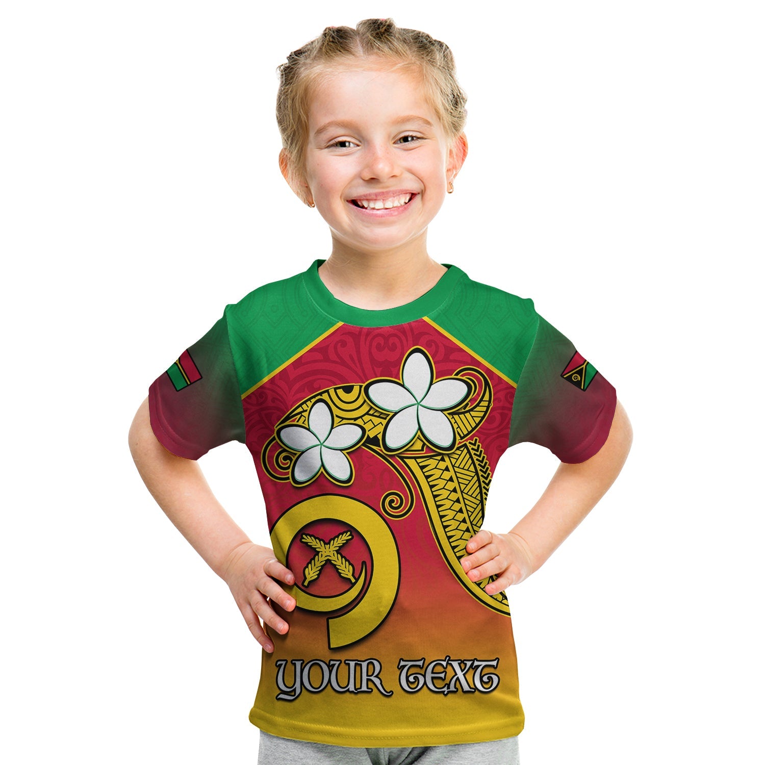 (Custom Personalised) Vanuatu Novelty T Shirt KID Frangipani Tropical Spa Flower LT13 - Polynesian Pride
