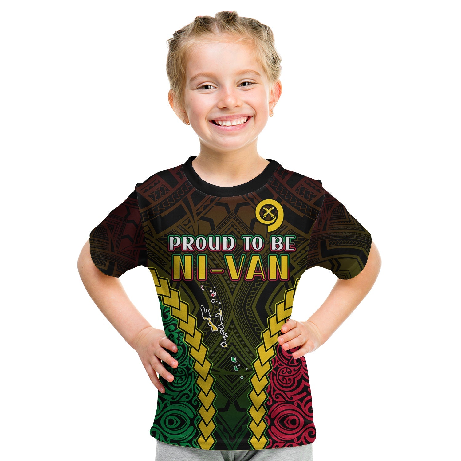 Vanuatu Indigenous T Shirt KID Proud To Be Ni - Vanuatu Polynesian Pattern LT13 - Polynesian Pride