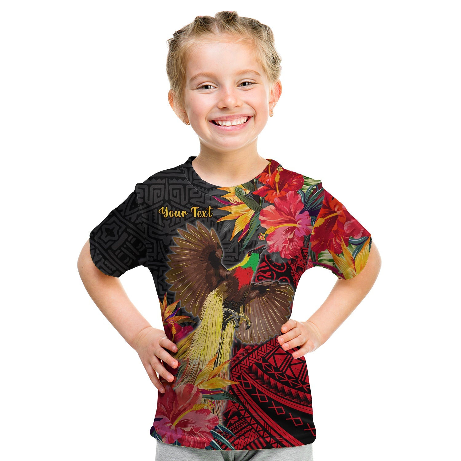 (Custom Personalised) Papua New Guinea T Shirt KID Bird of Paradise LT13 Youth XL Size14 - Polynesian Pride