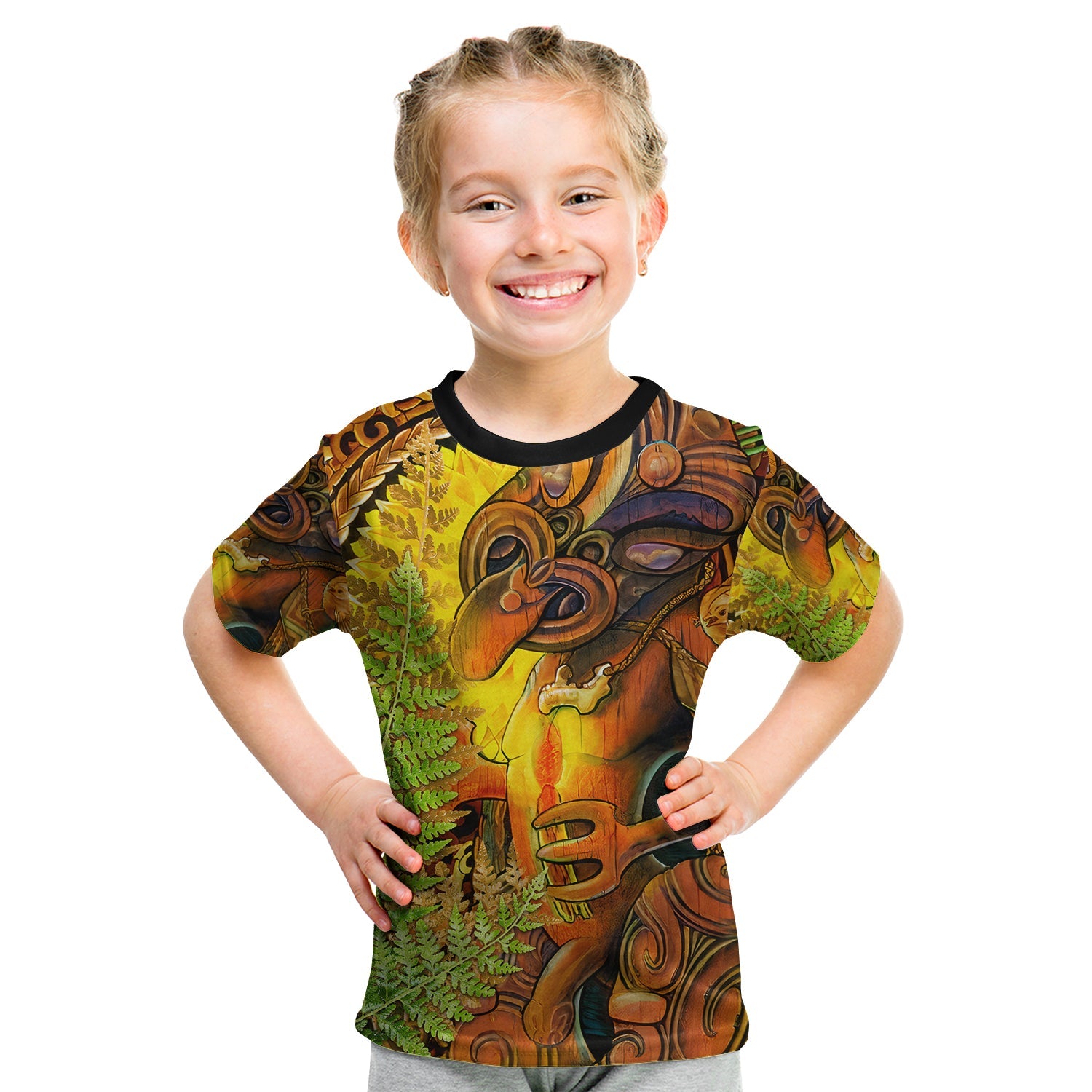 (Custom Personalised) Hei Tiki Maori T Shirt KID Fern Aotearoa Ta Moko Sun LT13 - Polynesian Pride