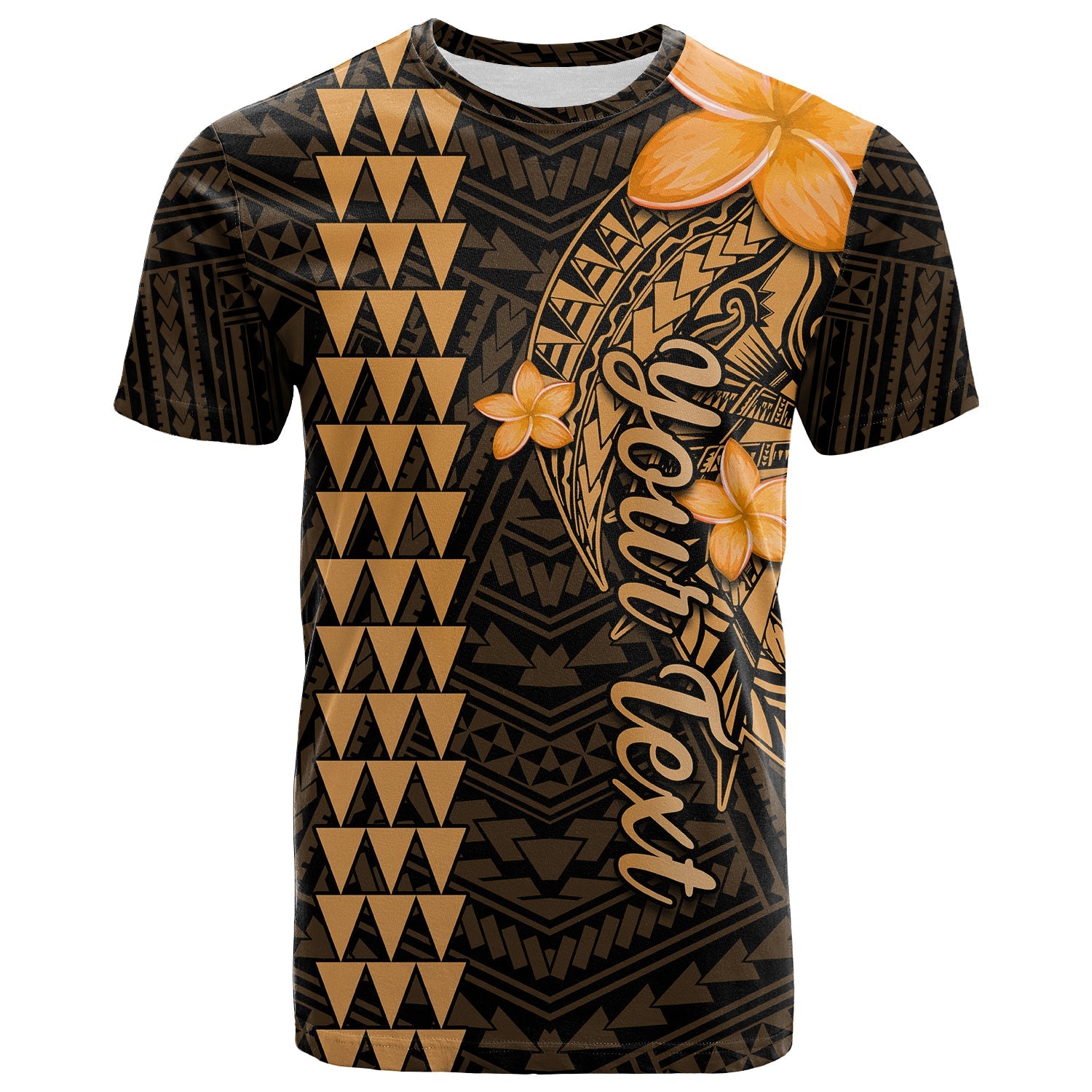 Custom Hawaii T Shirt Kakau Kanaka Maoli Combine Polynesian Shark Ver.01 LT14 Gold - Polynesian Pride