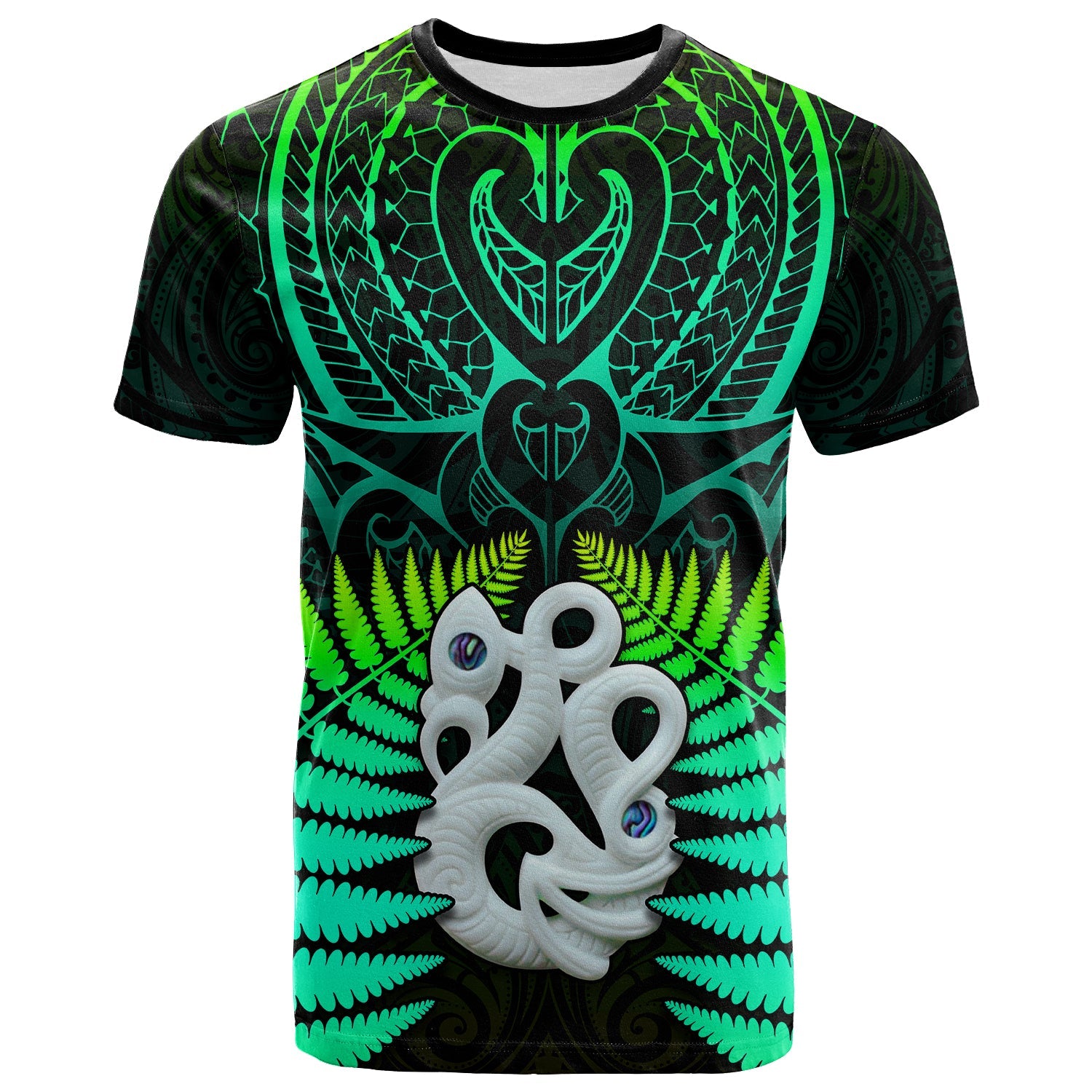 (Custom Text and Number) Aotearoa Fern T Shirt New Zealand Hei Tiki Green Style LT13 Green - Polynesian Pride