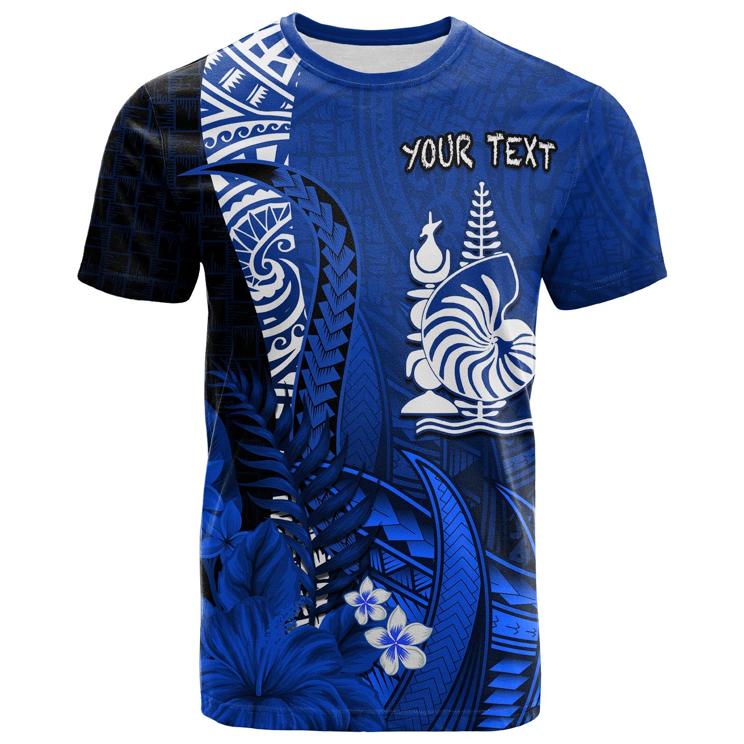 Custom New Caledonia T Shirt Nautilus Blue Polynesian Hibiscus LT13 Blue - Polynesian Pride