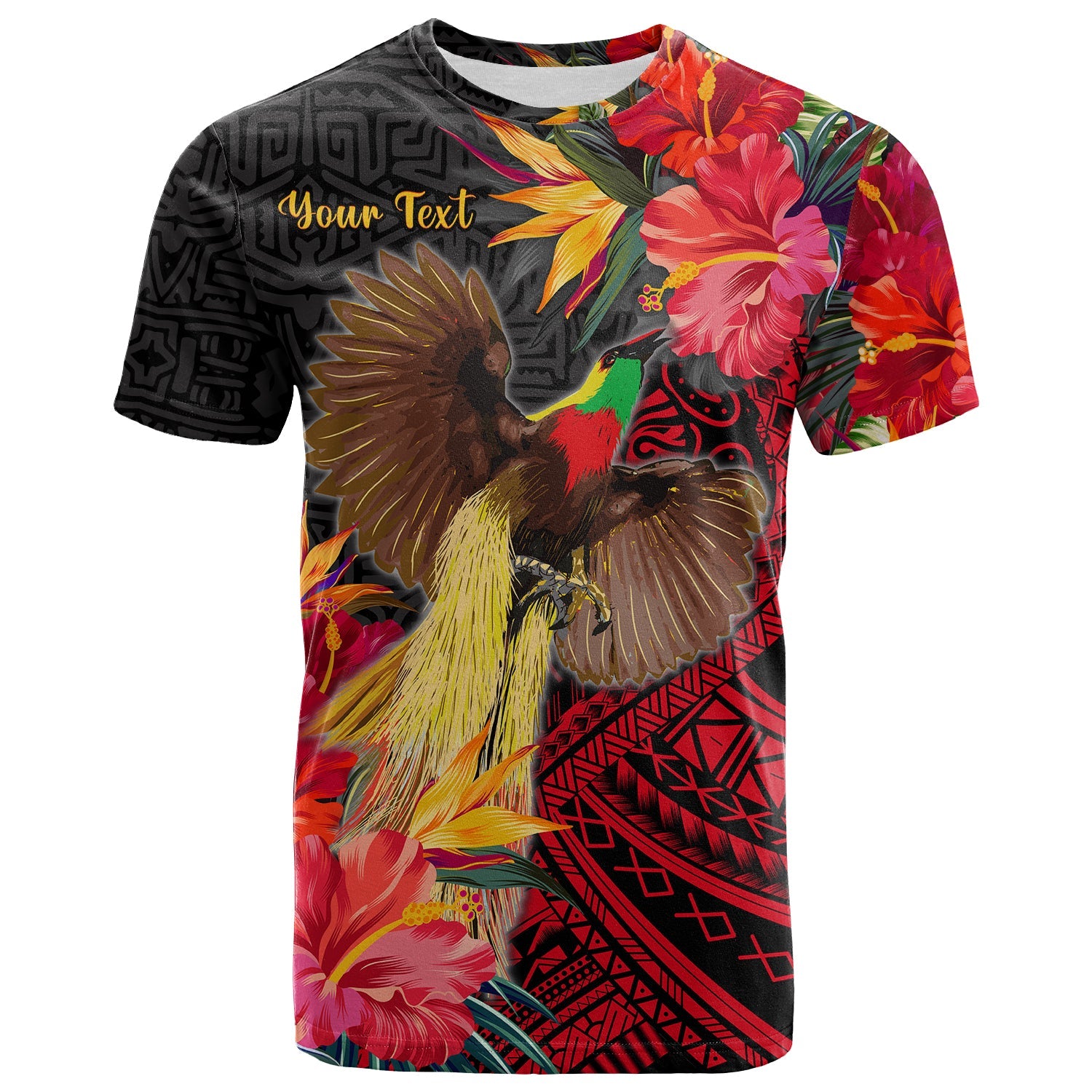 Custom Papua New Guinea T Shirt Bird of Paradise LT13 Black - Polynesian Pride