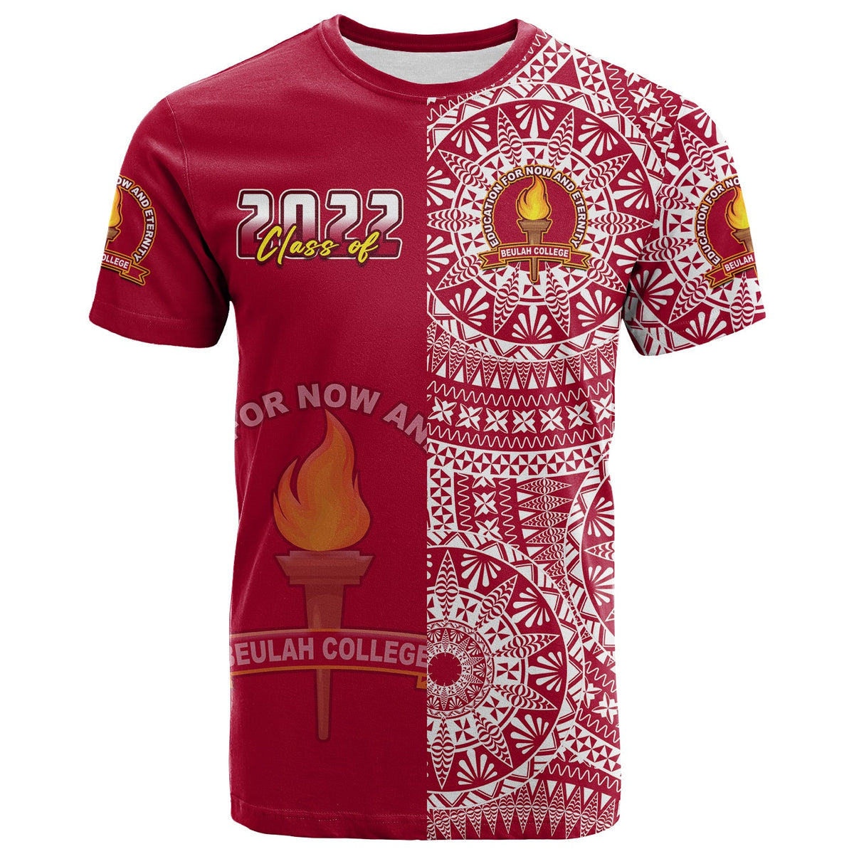 (Custom Text and Number) Beulah Tonga College T Shirt Class of Year Tongan Ngatu Pattern LT14 - Polynesian Pride