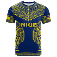 Niue T Shirt Hiapo Mix Polynesian Happy Constitution Day LT14 Blue - Polynesian Pride