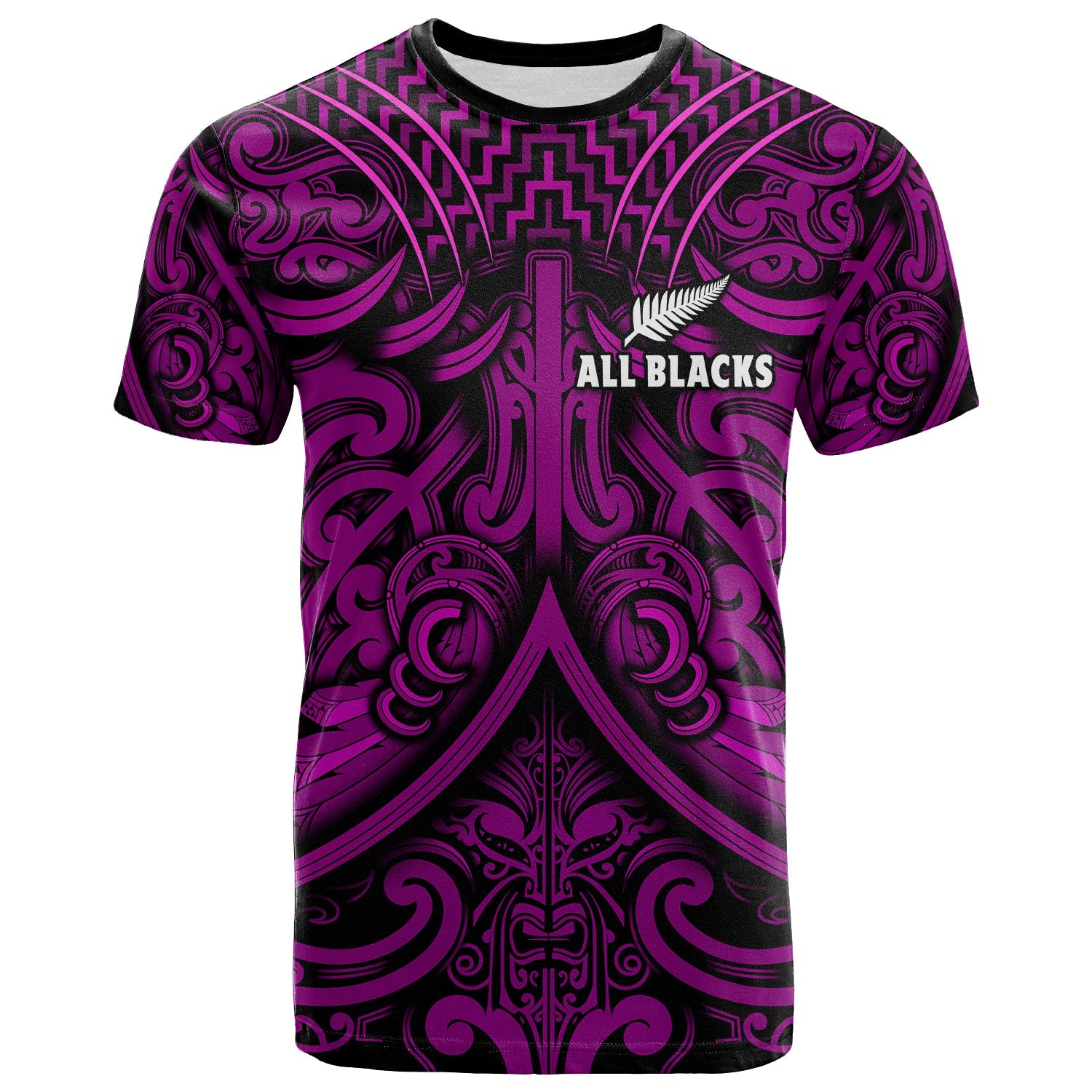 (Custom Text and Number) New Zealand Silver Fern Rugby T Shirt All Black Purple NZ Maori Pattern LT13 Purple - Polynesian Pride