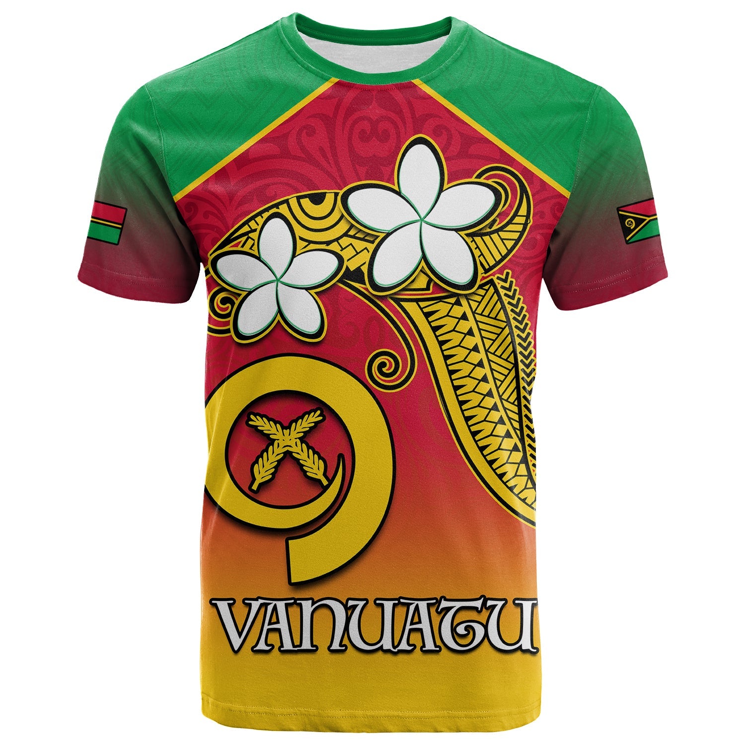 Vanuatu Novelty T Shirt Frangipani Tropical Spa Flower LT13 Red - Polynesian Pride