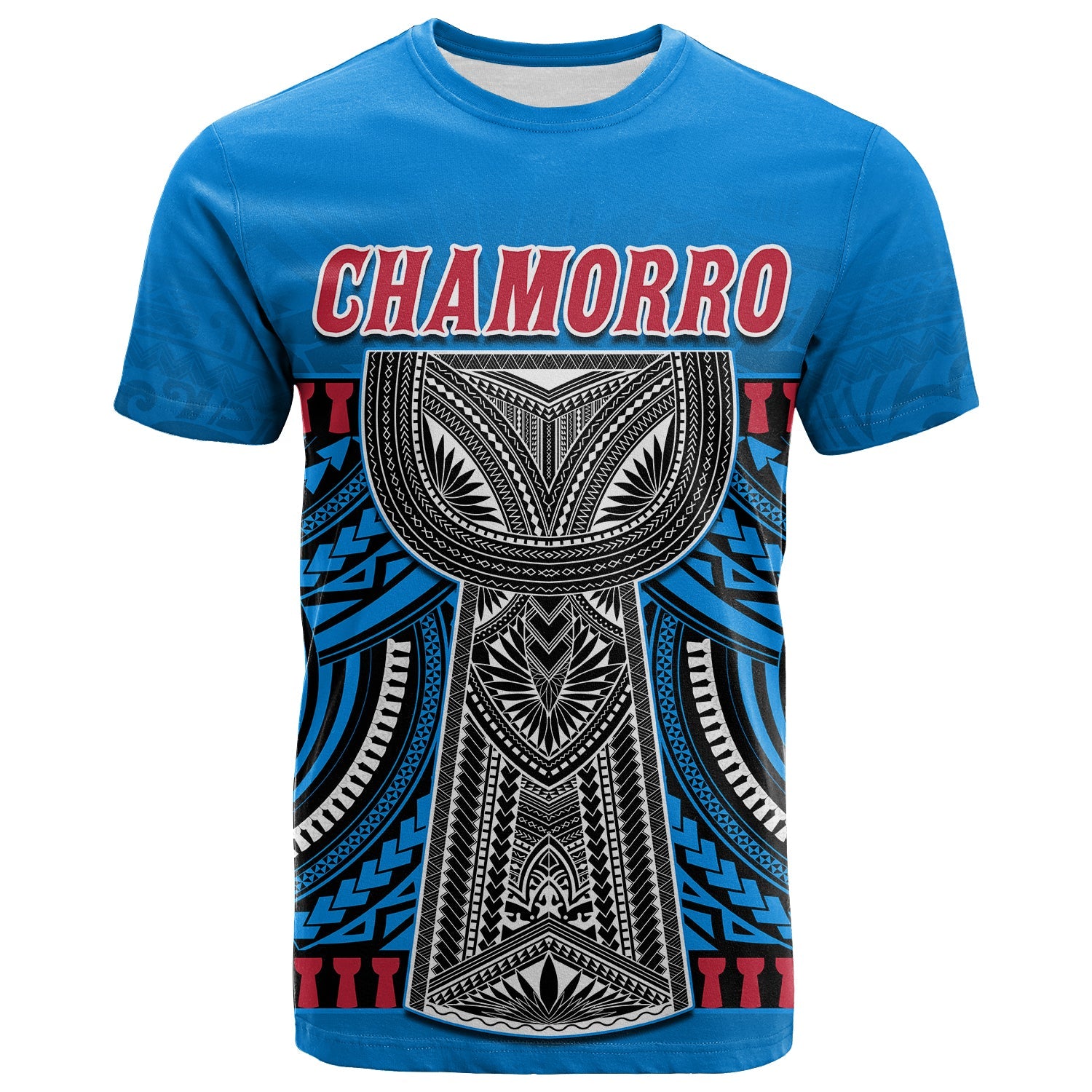 Guam Chamorro T Shirt Latte Stone Blue Polynesian Haligi LT13 Blue - Polynesian Pride