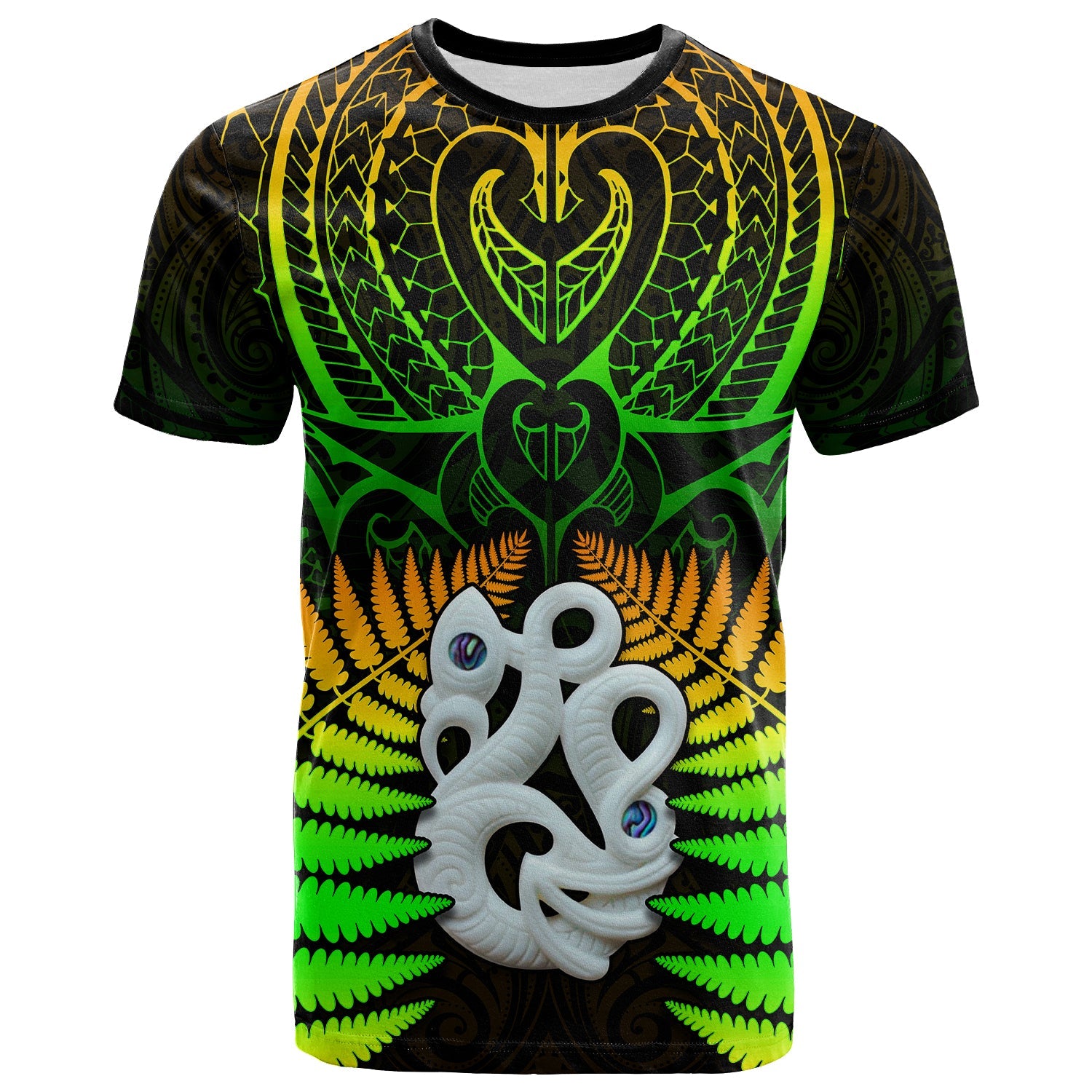 (Custom Text and Number) Aotearoa Fern T Shirt New Zealand Hei Tiki Special Style LT13 Green - Polynesian Pride